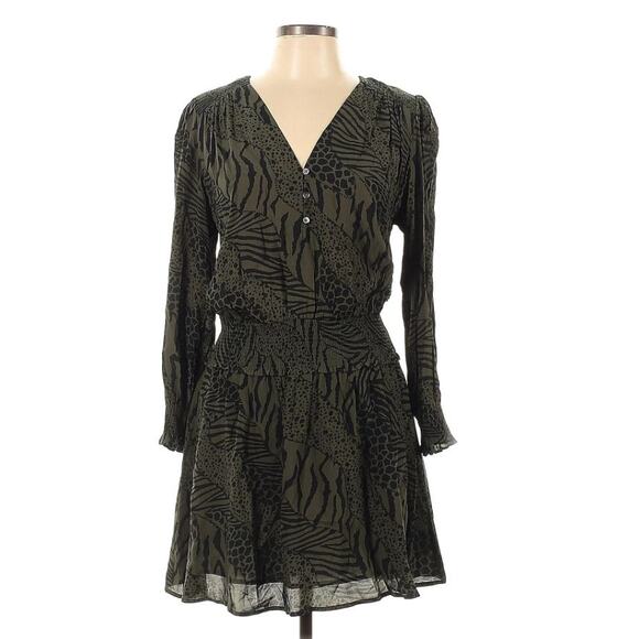 Rails Zana Animal Print Smocked Long Sleeve Minidress Size Large New with Tags - Picture 7 of 8